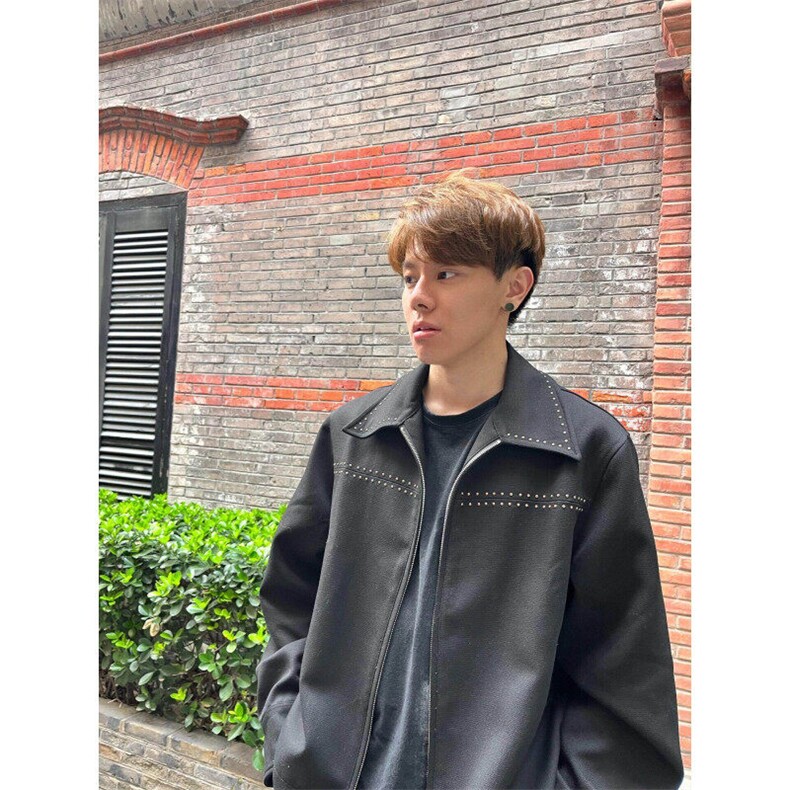 春秋季新款黑色时尚美式复古刺绣宽松休闲翻领夹克外套J777,男装夹克,星座1116A（原606A-3）