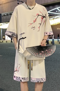 新中式风两件套夏季新中式禅意短袖t恤男套装 A436-D220-P52图片
