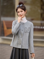 轻熟优雅气质红色毛呢短外套女2025秋冬新款时尚显瘦双面羊毛大衣，女装毛呢外套，韩宇舍