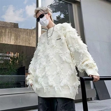 常规美式复古流苏毛衣男款加厚设计感宽松型青少年长袖潮圆领休闲，男装针织衫/毛衣，星座218-1（原230）
