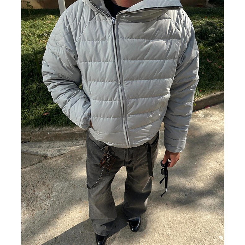 个性斜拉链连帽短款修身棉服610A-1-L8501-P74,男装棉衣,星座610A-1