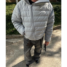 个性斜拉链连帽短款修身棉服610A-1-L8501-P74，男装棉衣，星座610A-1