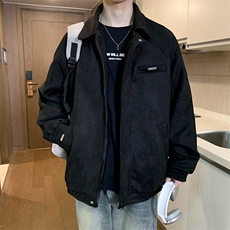 麂皮绒外套男生秋冬季痞帅炸街青少年宽松休闲翻领夹克JK25，男装夹克，星座1116A-1（原606A）