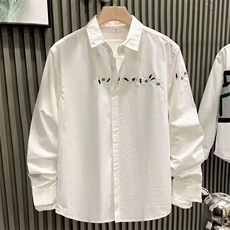 1506/QCS930/P33字母长袖衬衫日系男生夏季潮流百搭休闲外套，男装衬衫，星座1506
