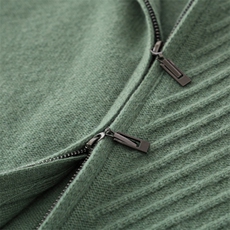 2025年秋季新款百搭长袖半高领七针斜道开衫，男装羊毛衫，江杉羊绒