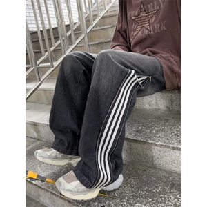 秋冬三条杠休闲裤纯色抽绳束脚运动裤男N08059-P53图片
