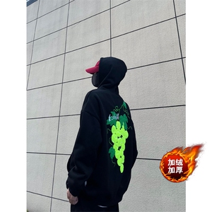 有货 葡萄网球毛巾绣连帽加绒华棉卫衣男女A1051-常规P48 加绒P58图片