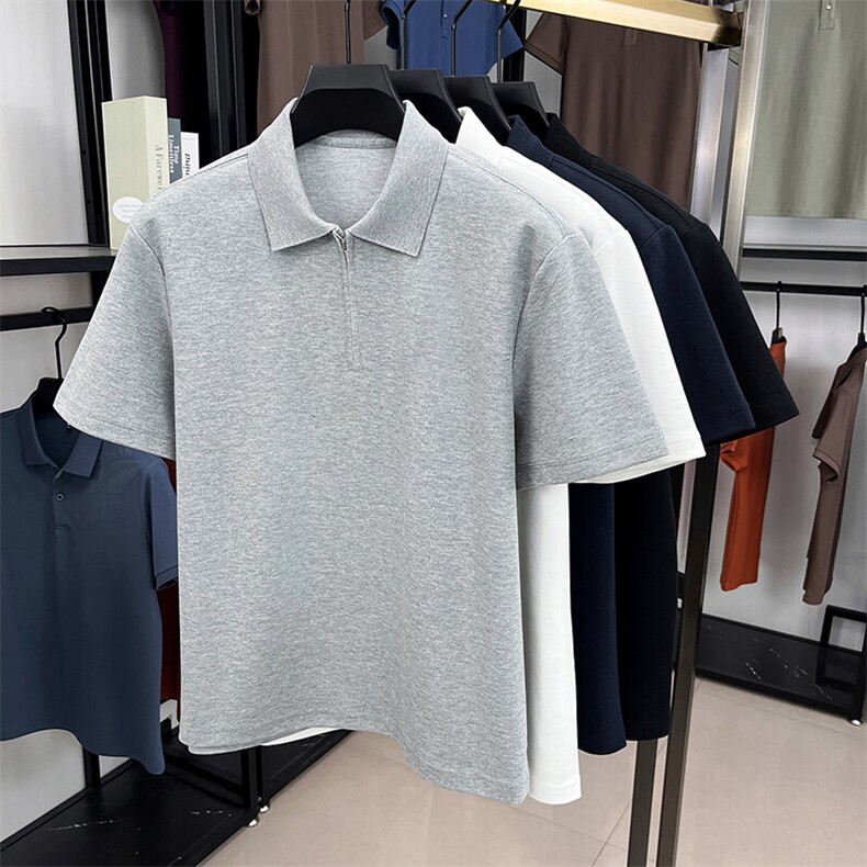 夏季棉短袖半拉链翻领POLO衫男T恤潮流品质上衣体恤男装,男装T恤,钱塘6003（原4033）