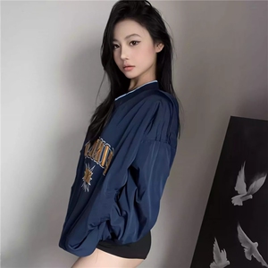 W65-P39 文艺简约美式街头字母刺绣卫衣时尚慵懒原宿ins流行图片