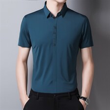 DN8200限价158元夏季男式短袖衬衣青年修身暗门襟无痕纯色衬衫P96图片