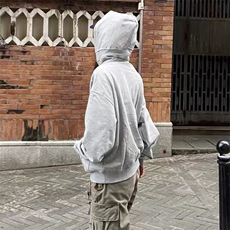 抖音得物高品质二开美式高街重磅结构辑明线纹理连帽卫衣外套W109，男装卫衣，电商A486
