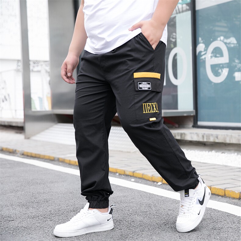 L-9XL男大码夏装弹力束脚休闲裤 刺绣薄款工装裤 5032-1_8813P55图片