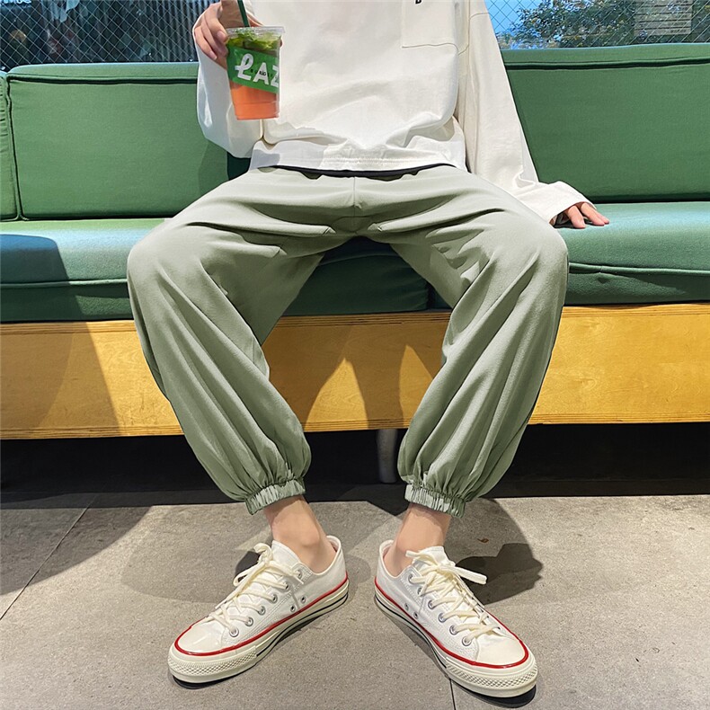 新款夏秋冰丝运动裤休闲超薄透气弹力九分裤2027-特批20，男装休闲裤，星座718-1