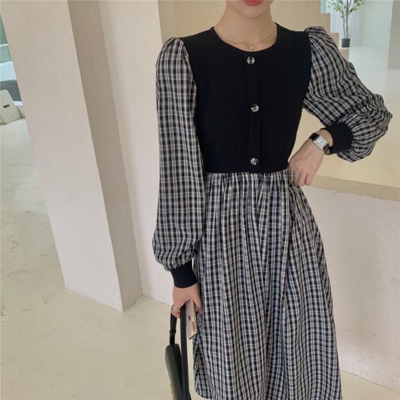 拼接连衣裙，女装连衣裙，深度