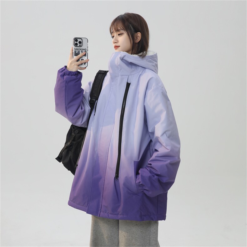 渐变三防户外冲锋衣内里600克仿兔毛潮牌棉衣XZ301AY08P128，男装棉衣，星座301A