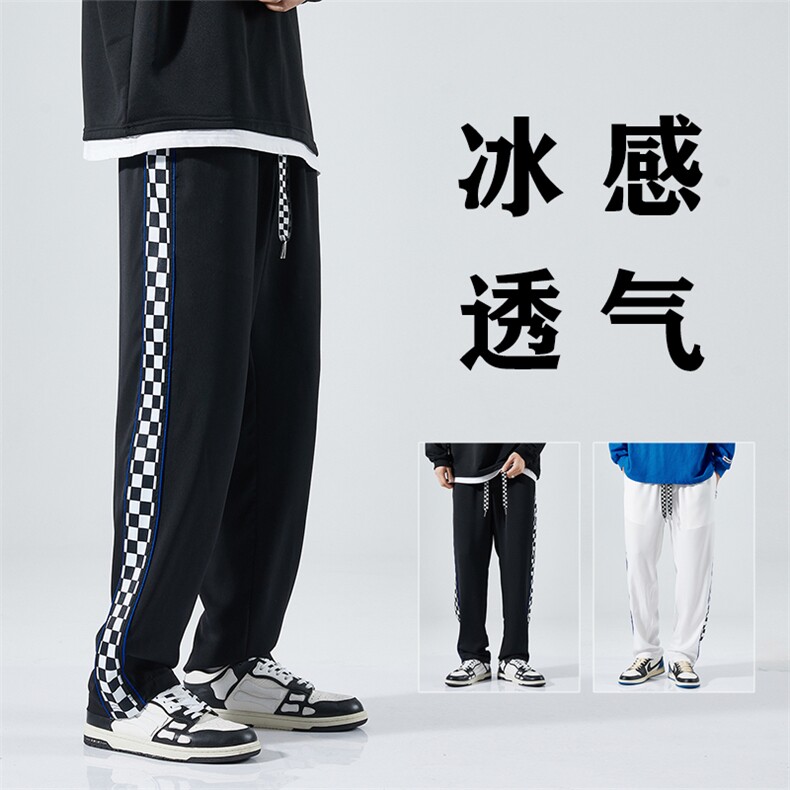 2024夏 数据款  宽松直筒棋盘格透气冰丝裤休闲运动裤 8081-P38图片