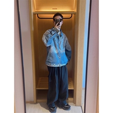 JK8973-P73美式复古秋季新款花卉潮牌设计感渐变刺绣牛仔夹克，男装夹克，电商B323A