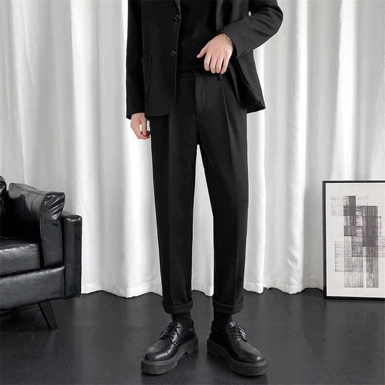 西裤男秋冬新款韩版舒适毛呢宽松休闲九分裤CY86-特P48(79），男装西裤，星座214-5