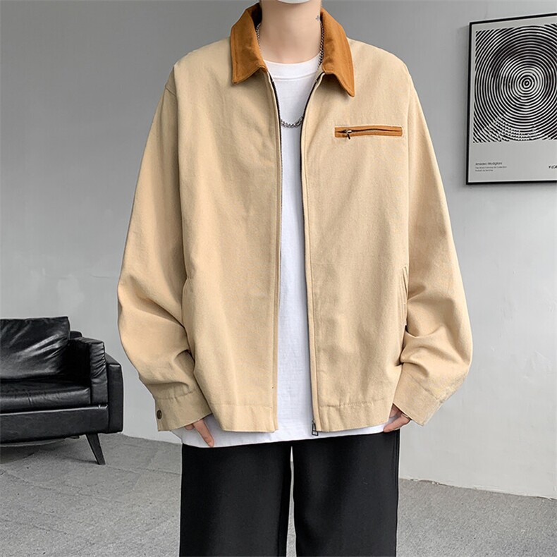 8XL-M春季水洗帆布短款夹克男生vintage美式复古工装外套JK003P98,男装夹克,电商B312