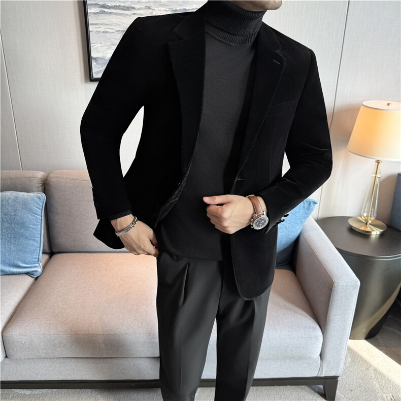 秋冬厚款金丝绒面料结婚西服上衣高级感礼服西装外套DX946-P158,男装西服套装,电商A213