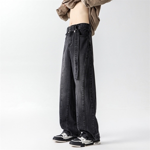 8XL-M牛仔裤秋季加肥加大码痞帅美式高街宽松直筒长裤NZ9007/P65图片
