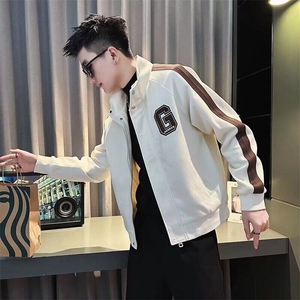 D61高级感刺绣棒球服外套男士时尚潮牌宽松上衣立领短款夹克图片