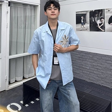 韩版椰树刺绣短袖衬衣宽松百搭外套短袖衬衫上衣CS225-P42，男装T恤，星座208-5