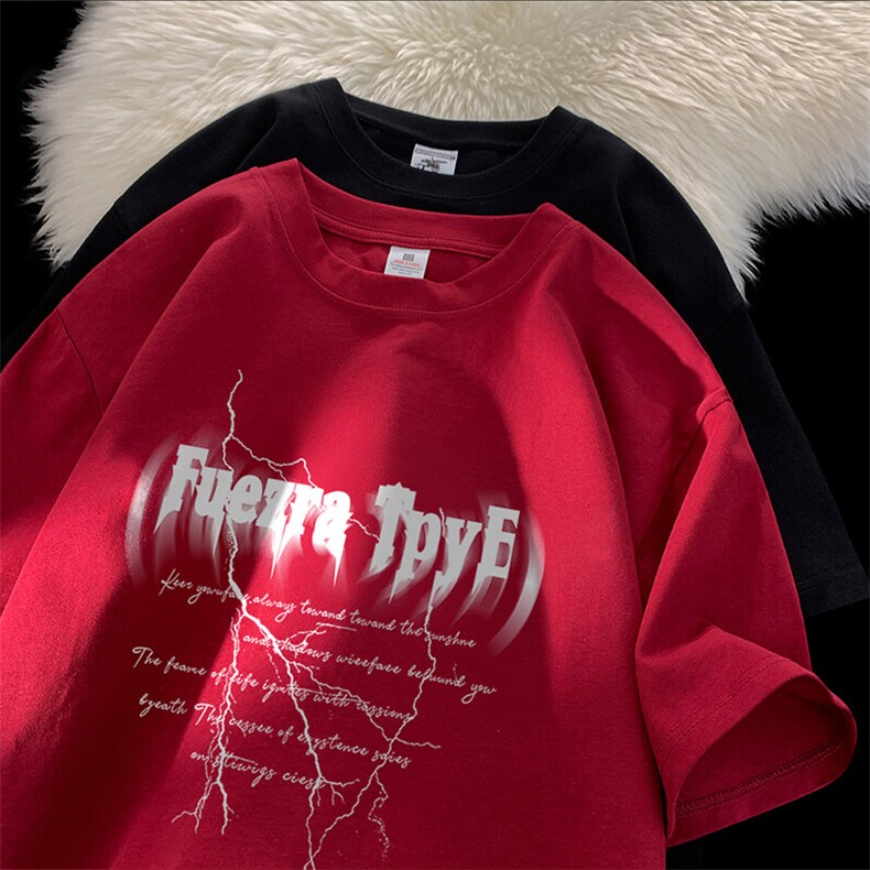 可设48小时发货支持抖音得物来样二开230克重磅美式短袖t恤MT366,男装T恤,电商A486-1