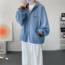 8XL-M美式复古撞色连帽水洗夹克男高级感做旧情侣外套JK1327P88，男装夹克，电商D206-1