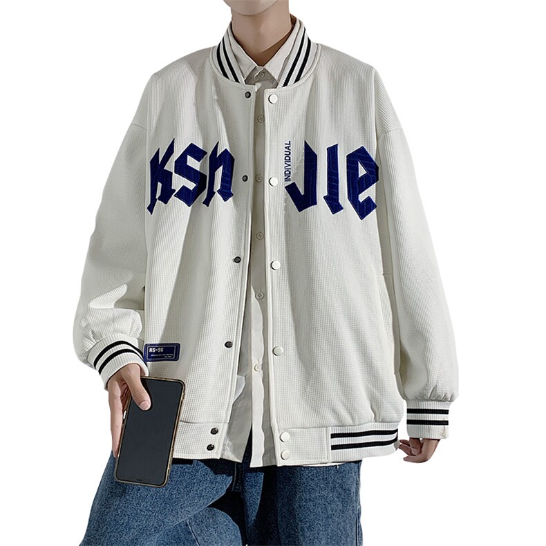 秋季潮牌棒球服男女潮流港风学院风华夫格夹克外套模特J202-P75,男装夹克,星座815-2