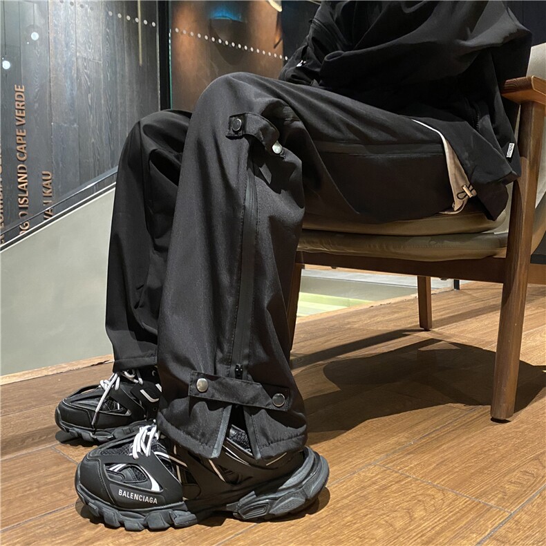 美式高街潮流拉链微喇休闲裤宽松百搭冲锋裤B315-K23377-P45控58图片