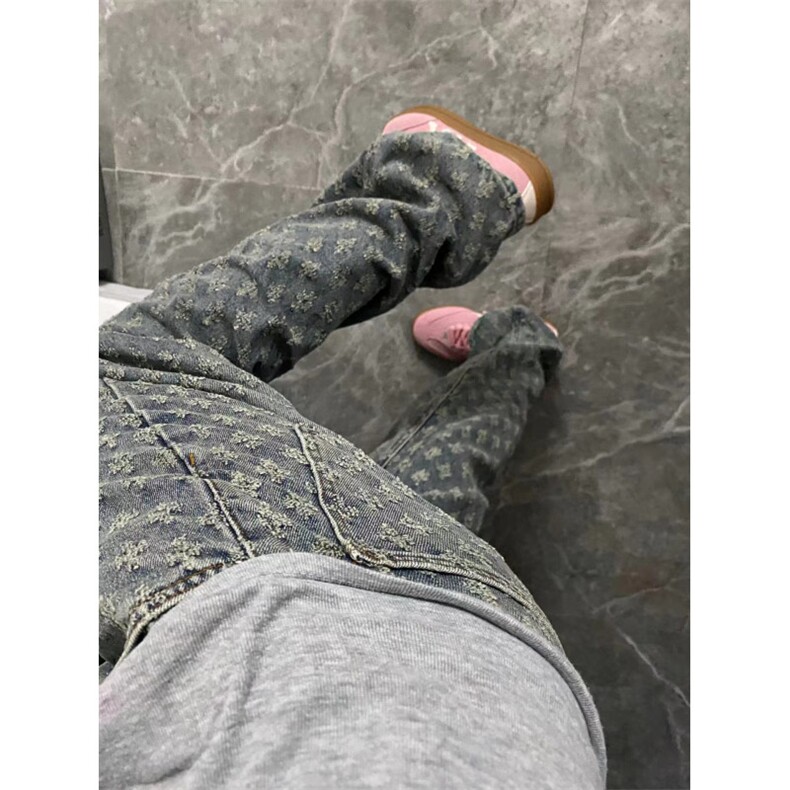 【有货】提花满印牛仔裤男夏季美式复古直筒裤子KZT63HH-特P45,男装牛仔裤,星座1007（原301D）