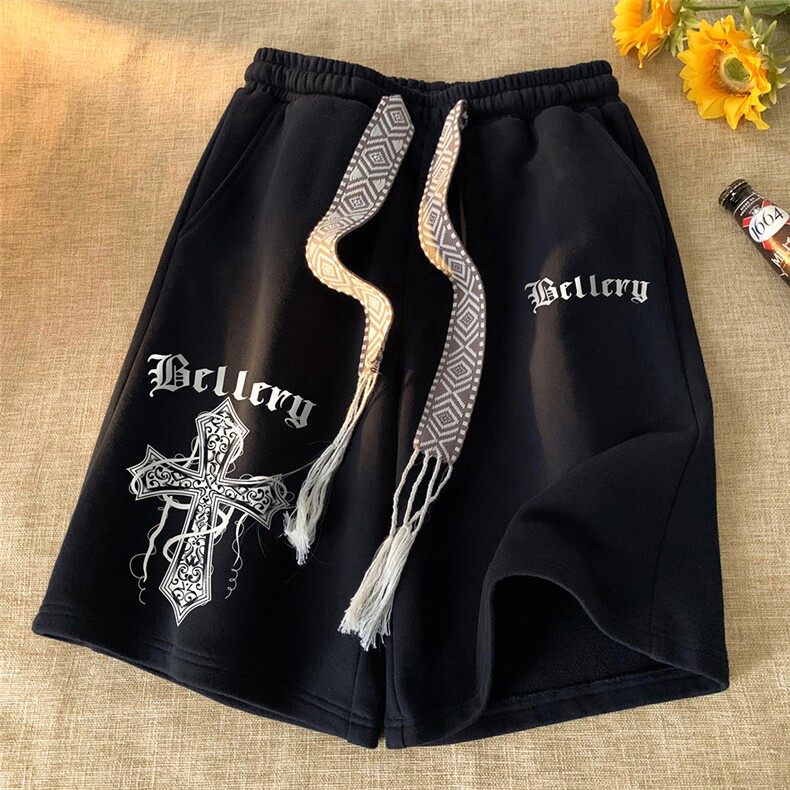 暖光平铺夏季新款宽松潮流印花针织休闲裤短裤男A6213P35控48,男装牛仔裤,电商A268A