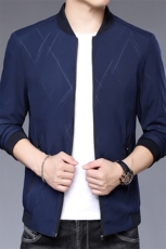 中年男印花棒球领夹克2023春季新款时尚休闲上衣爸爸装商务外套，男装夹克，电商B212（原钱塘6029）