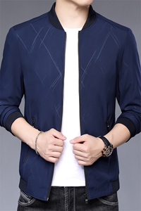 中年男印花棒球领夹克2023春季新款时尚休闲上衣爸爸装商务外套图片