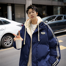 棉衣男冬季新款港风宽松假两件宽松连帽学生棉服MY8882-P82，男装棉衣，星座214-3