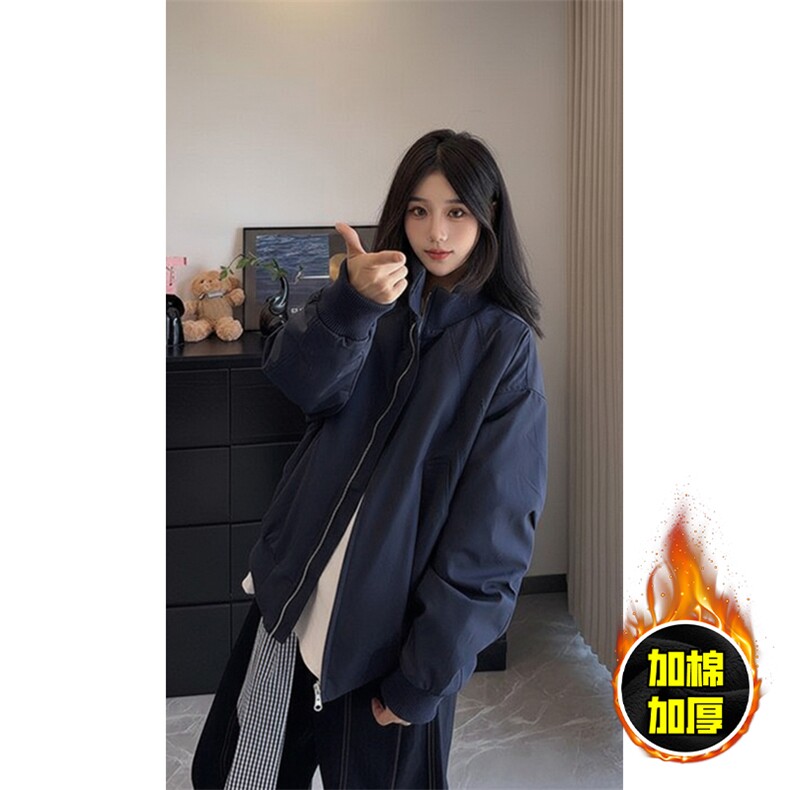 现货冬季美拉德立领飞行夹克廓形高街棒球服加棉加厚棉衣外套,男装夹克,电商A443