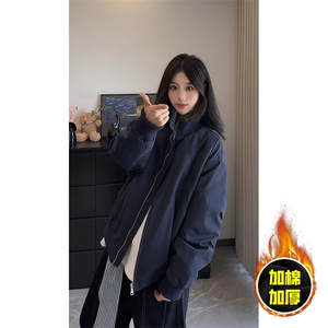 现货冬季美拉德立领飞行夹克廓形高街棒球服加棉加厚棉衣外套图片