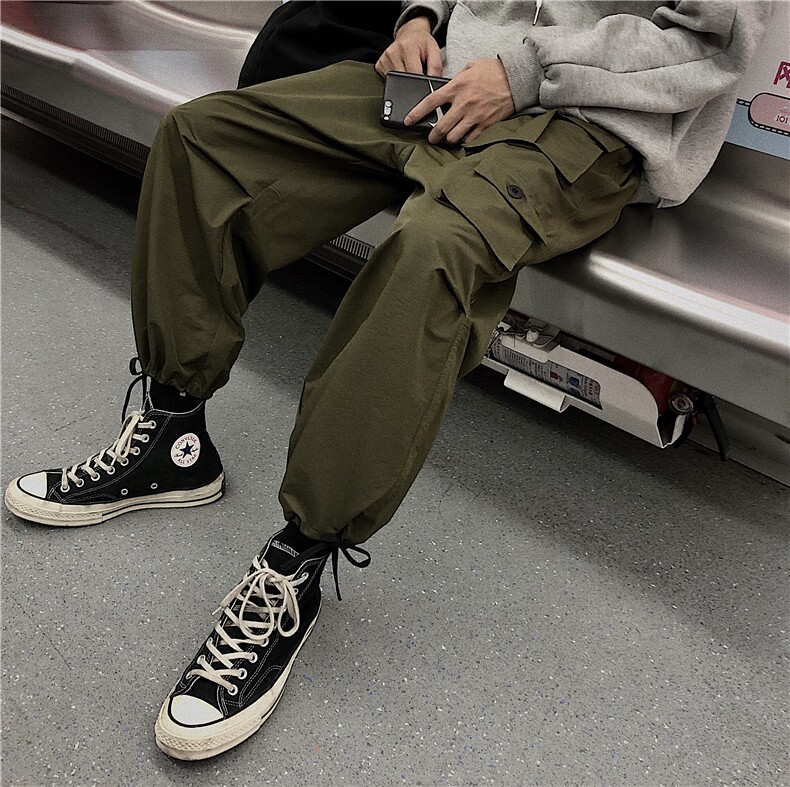 机能工装裤ins港风日系宽松抽绳束脚休闲裤XZ1213-KK10-P55,男装工装外套,星座1213