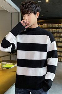 Tim-MY572潮流半高领毛衣男宽松加厚套头打底衫韩版青年线衣图片