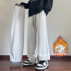 纹理感男大码休闲加厚银狐绒百搭宽松直筒裤K1346J加绒-特P42控79，男装卫衣，电商A001