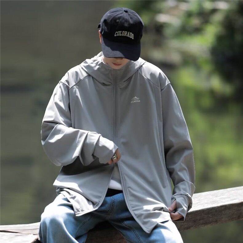 A576-P36日系薄款山系户外冰丝防晒衣潮牌宽松连帽防紫外线外套,男装防晒衣,星座512-6