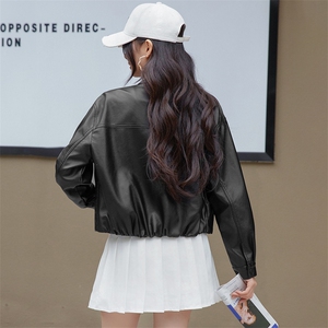 2025春季新款韩版显瘦大口袋机车皮衣女蛋白皮短款夹克外套上衣潮图片