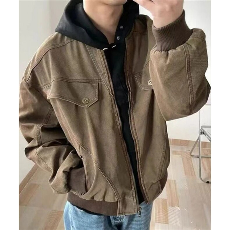 美式百搭男女同款新款情侣潮流复古做旧宽松夹克J7015，男装夹克，星座1116A（原606A-3）