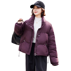 【现货】短款羽绒服女冬2024新款小个子立领显瘦加厚白鸭绒外套图片