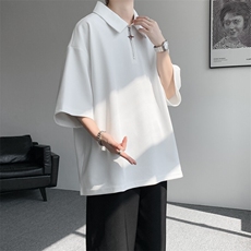 8XL-M半拉链短袖t恤特大码美式高街polo体恤衫翻领半袖DX1215/P35，男装T恤，电商B238