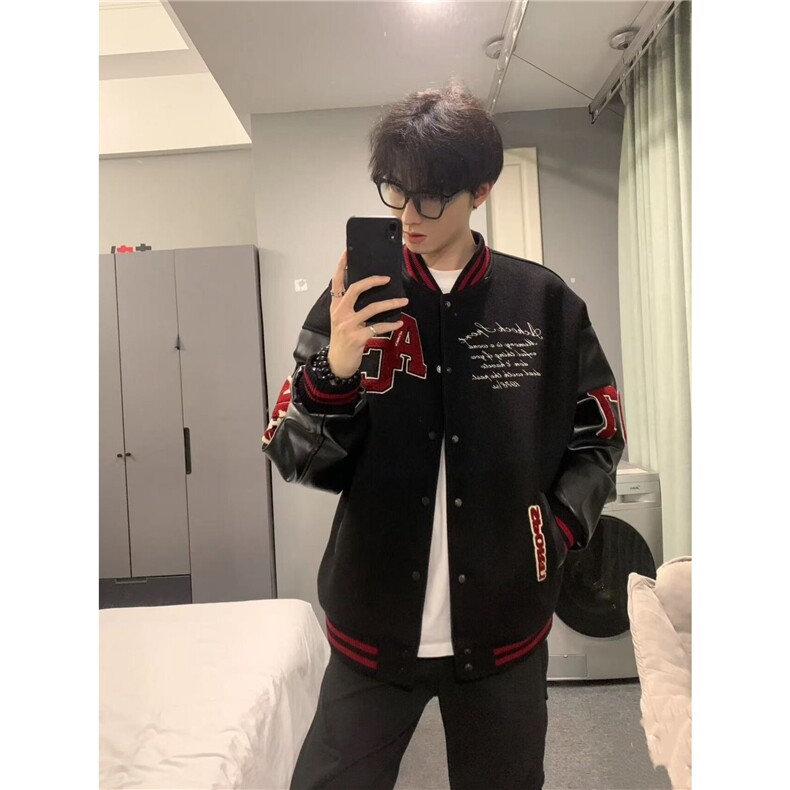 【现货】DJK1028-P70春秋新款美式复古重磅刺绣棒球服拼接夹克,男装夹克,星座603-2