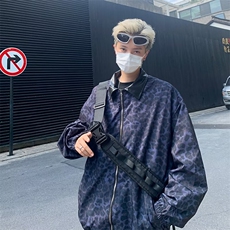 美式高街豹纹棒球服男宽松休闲痞帅pu皮撞色翻领夹克2020P56，男装夹克，星座410-2