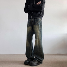xz905-2-Z027##P65-（控98）美式怀旧水洗微喇牛仔裤，男装牛仔裤，星座905-2