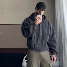 抖音得物高品质二开25秋冬美式重磅宽松结构设计连帽卫衣外套W78，男装卫衣，电商A486
